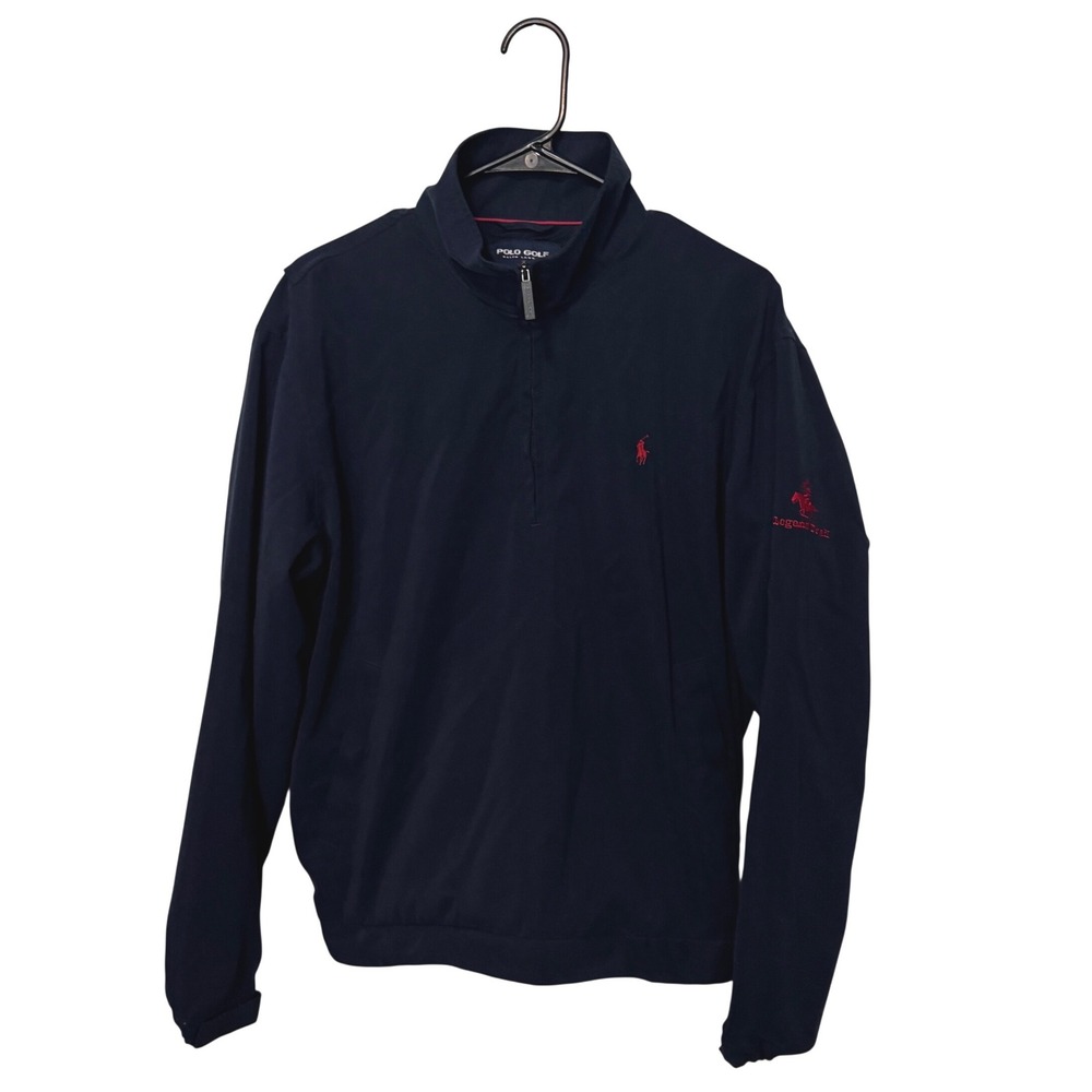 Vintage Polo Golf Ralph Lauren Windbreaker Mens Small Navy Quarter Zip Pullover